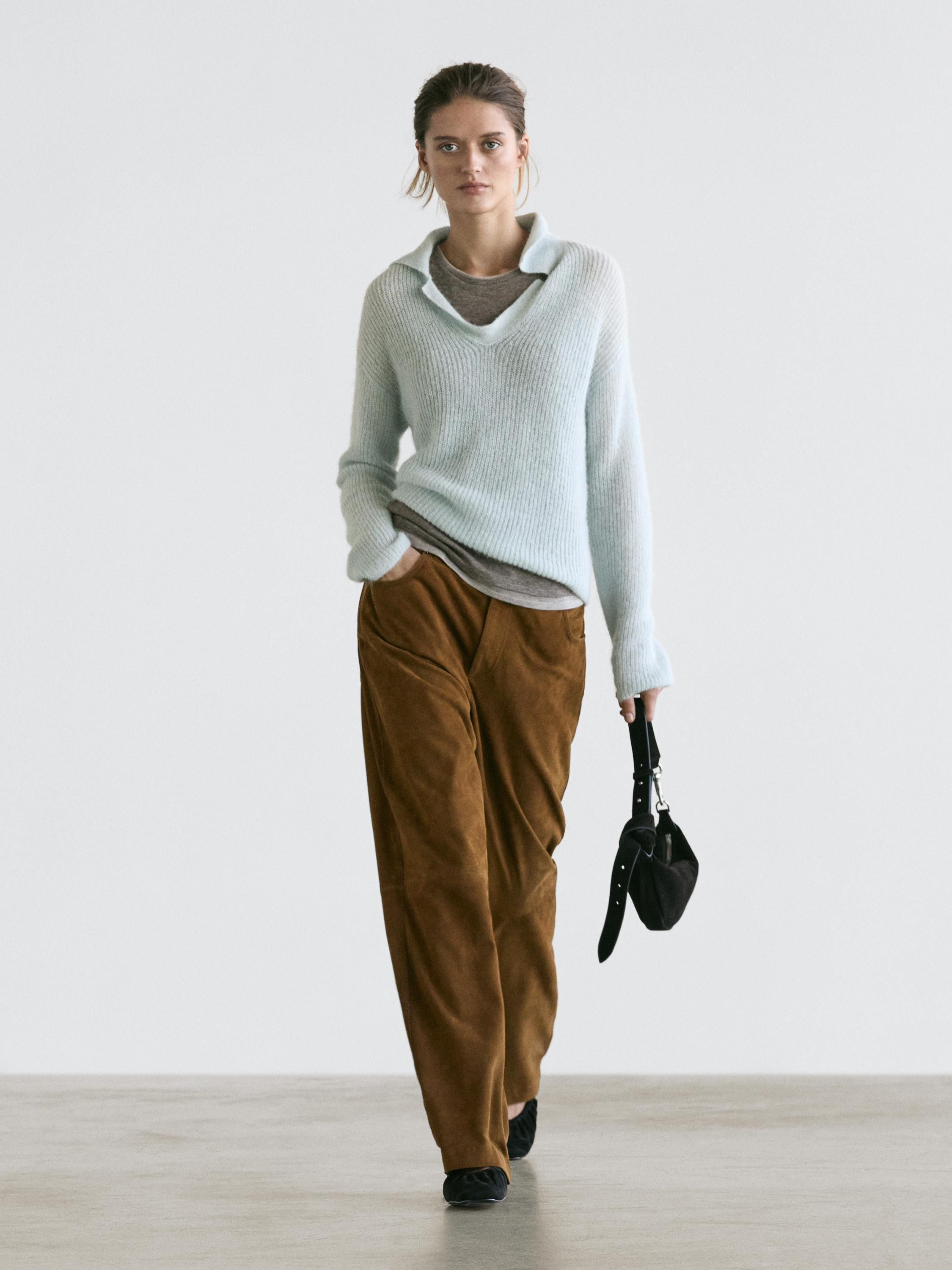 Alpaca blend knit polo sweater | Massimo Dutti UK