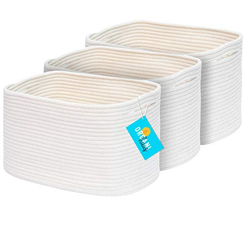 OrganiHaus 3-Pack Cotton Rope Cube Shelf Storage Baskets for Organizing | Decorative Basket for C... | Amazon (CA)