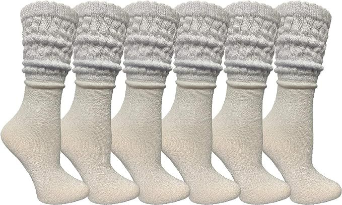 Yacht & Smith 6 Pairs Womens Scrunched Slouch Socks, Cotton Boot Socks Bulk Pack | Amazon (US)