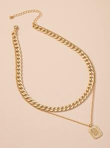 Letter Detail Layered Necklace | SHEIN