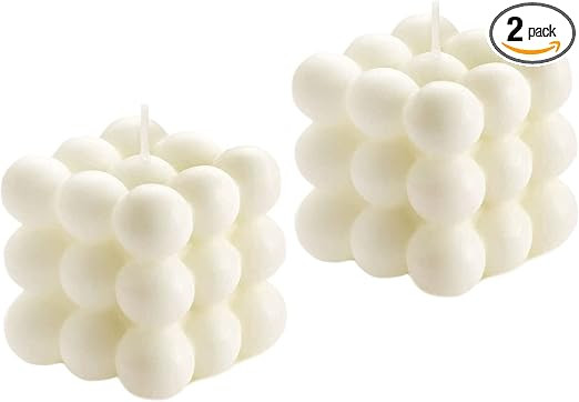2PCS Bubble Candles Vanilla Scented Small Cube Ball Candle, Soy Wax Cool Shaped Candles, Home Off... | Amazon (US)