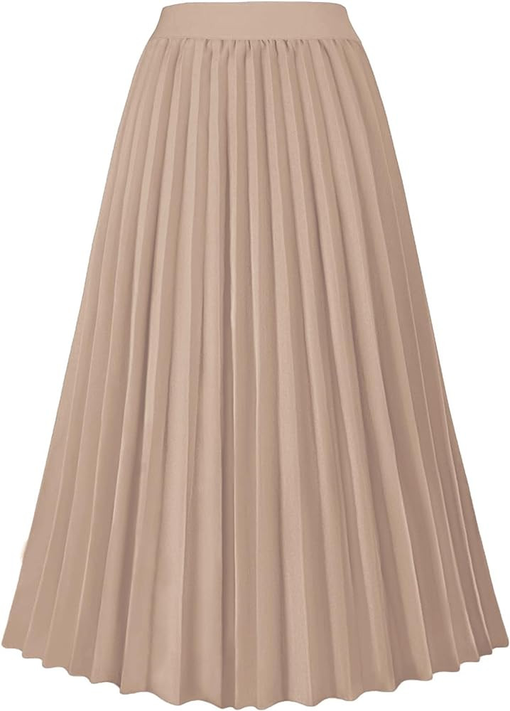 GOLDSTITCH Women's High Waist Pleated Skirt A line Swing Midi Skirt | Amazon (US)