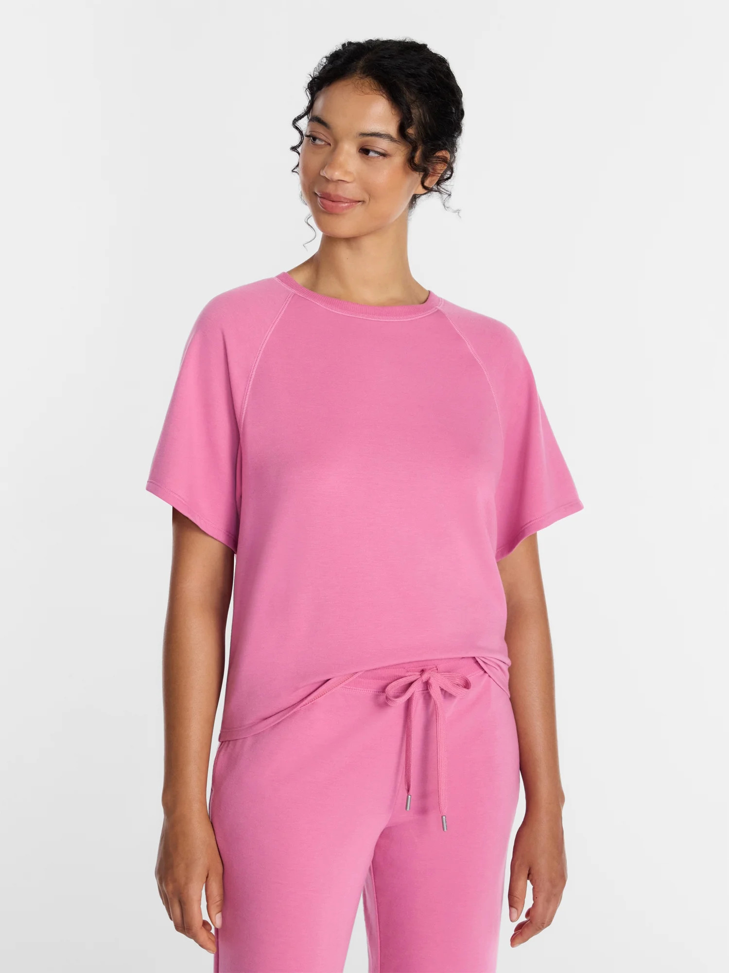 Joyspun Women's French Terry Knit Sleep Top with Short Sleeves, Sizes XS-3X | Walmart (US)