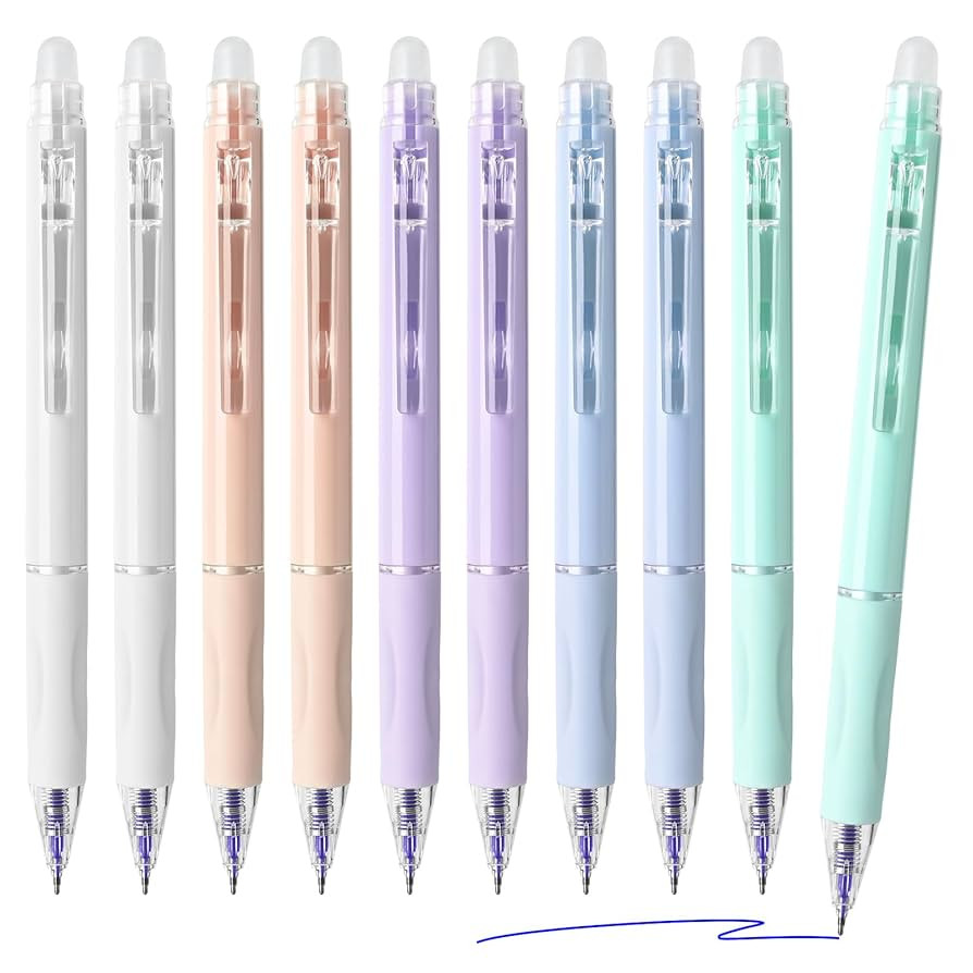 Temiary 10 Pcs Retractable Erasable Gel Pens, Fine Point 0.5 mm, Make Mistakes Disappear, Smooth ... | Amazon (US)