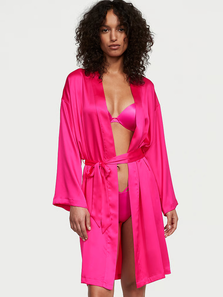 Buy Satin Midi Robe, Hot Pink - Order Robes online - Victoria's Secret US | Victoria's Secret (US / CA )