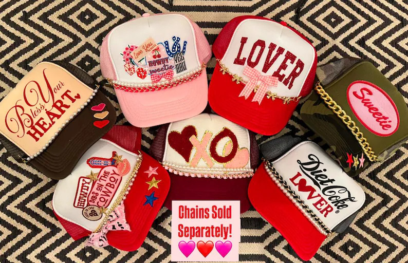 Happystack Valentines Trucker Hat, Valentines Gift, Trucker Hat, Custom Trucker Hat, Patch Trucke... | Etsy (US)