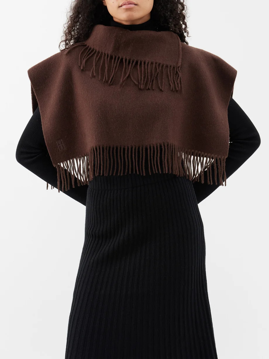Turtla fringed wool roll-neck poncho | Matches (US)