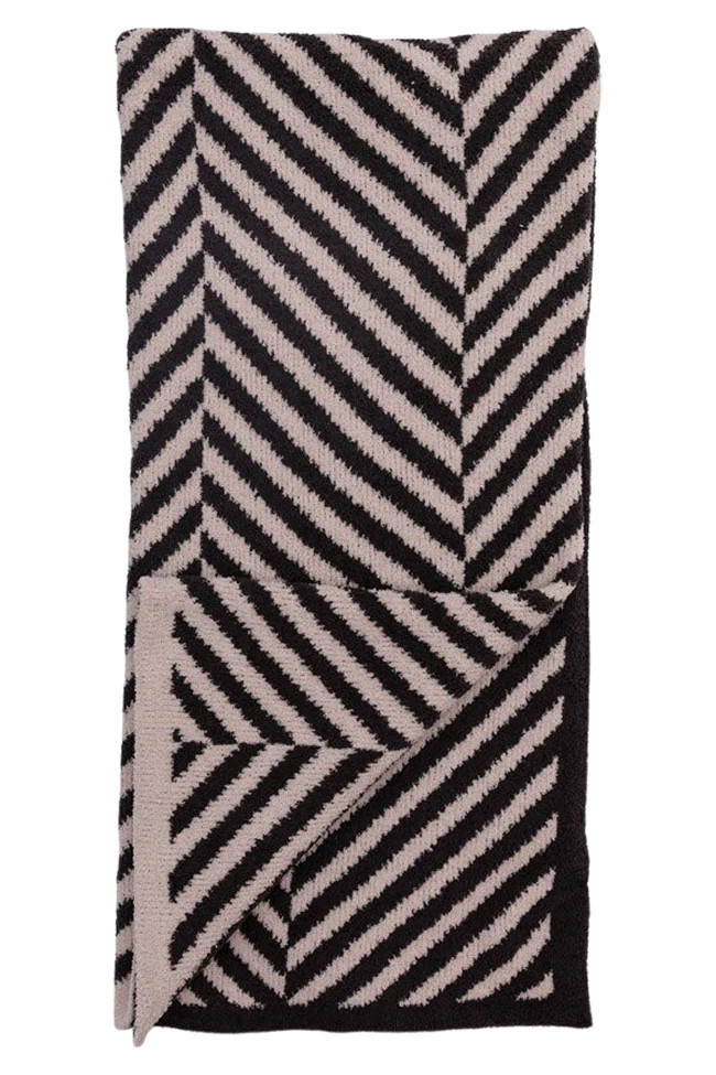 Make Me Believe Dark Grey Herringbone Blanket | Pink Lily