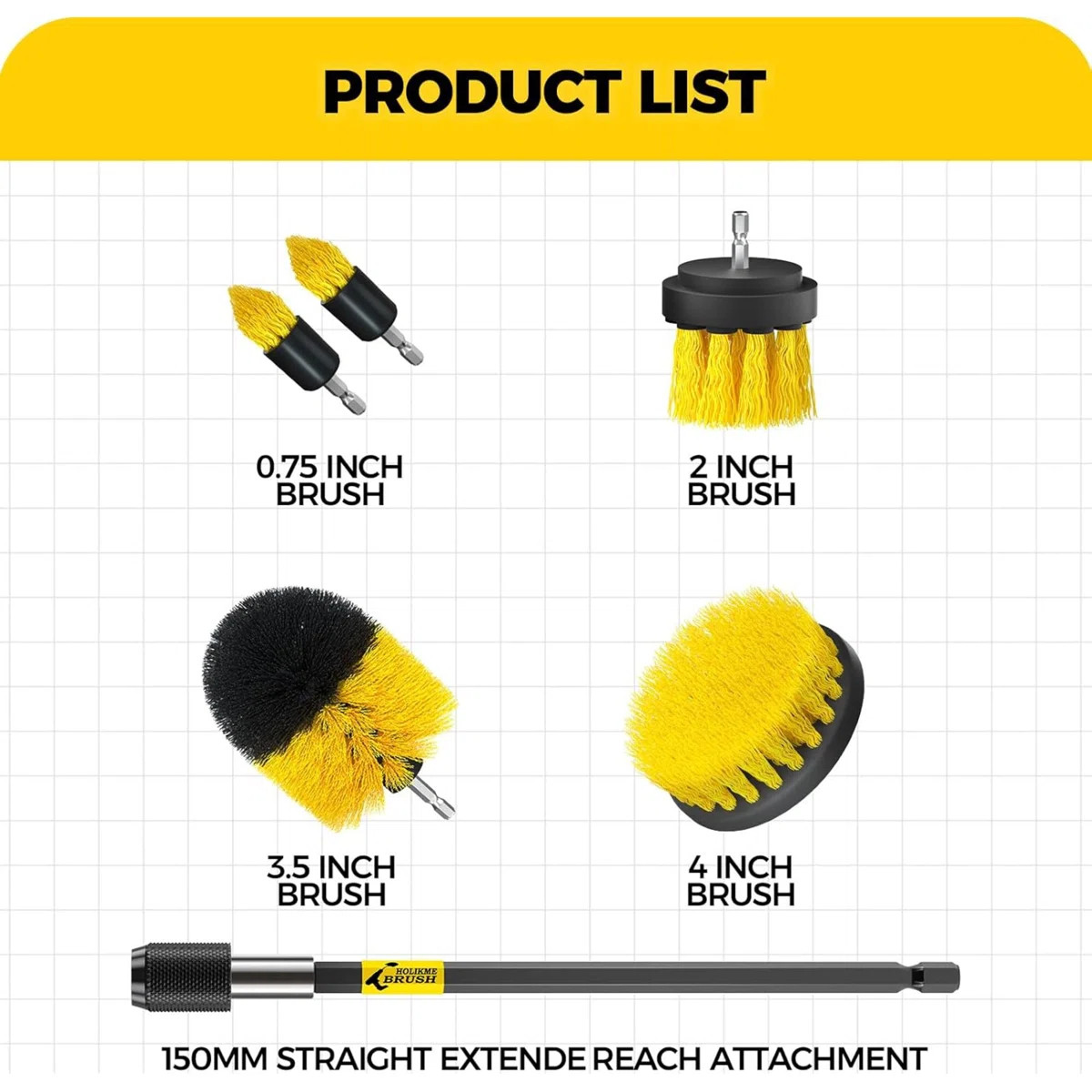 6Pack Drill Brush Power Scrubber Cleaning Brush Extended Long Attachment Set All Purpose Drill Sc... | Wayfair North America
