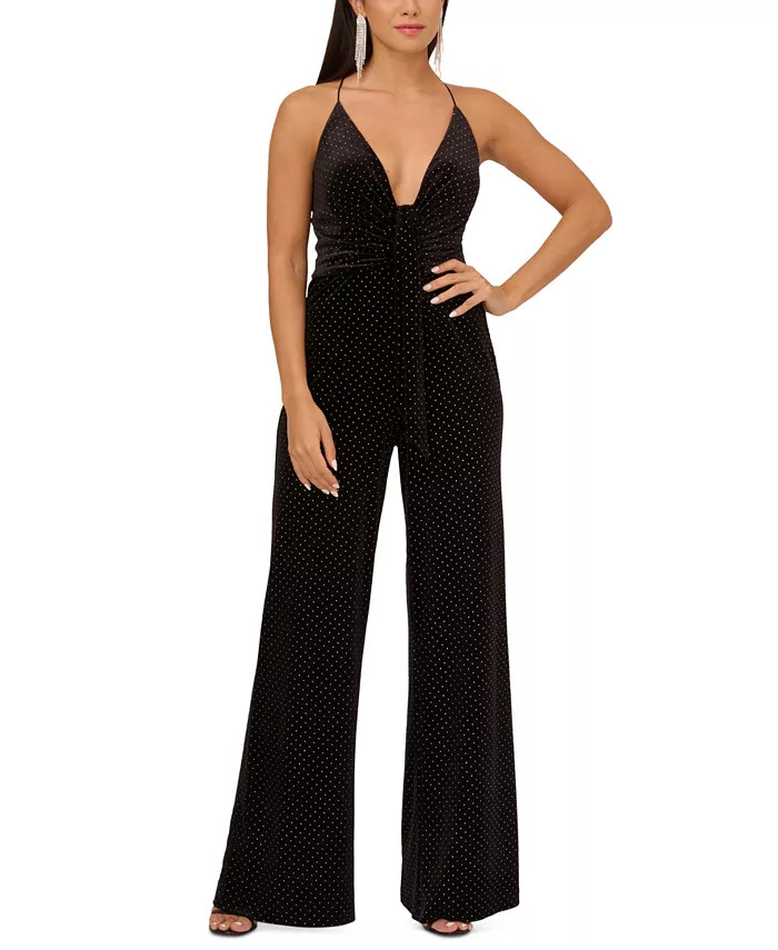Aidan by Aidan Mattox Women's Embellished Velvet Jumpsuit - Macy's | Macy's