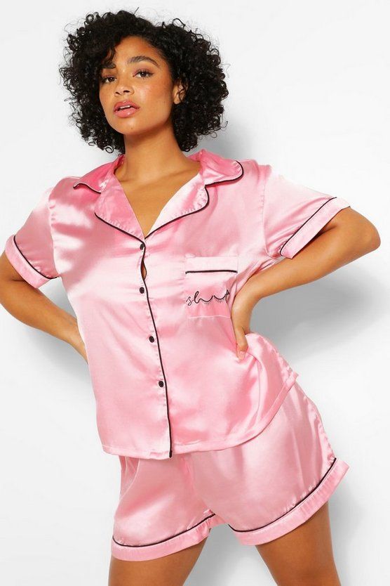 Plus Satin Shorts Pj Set | Boohoo.com (US & CA)