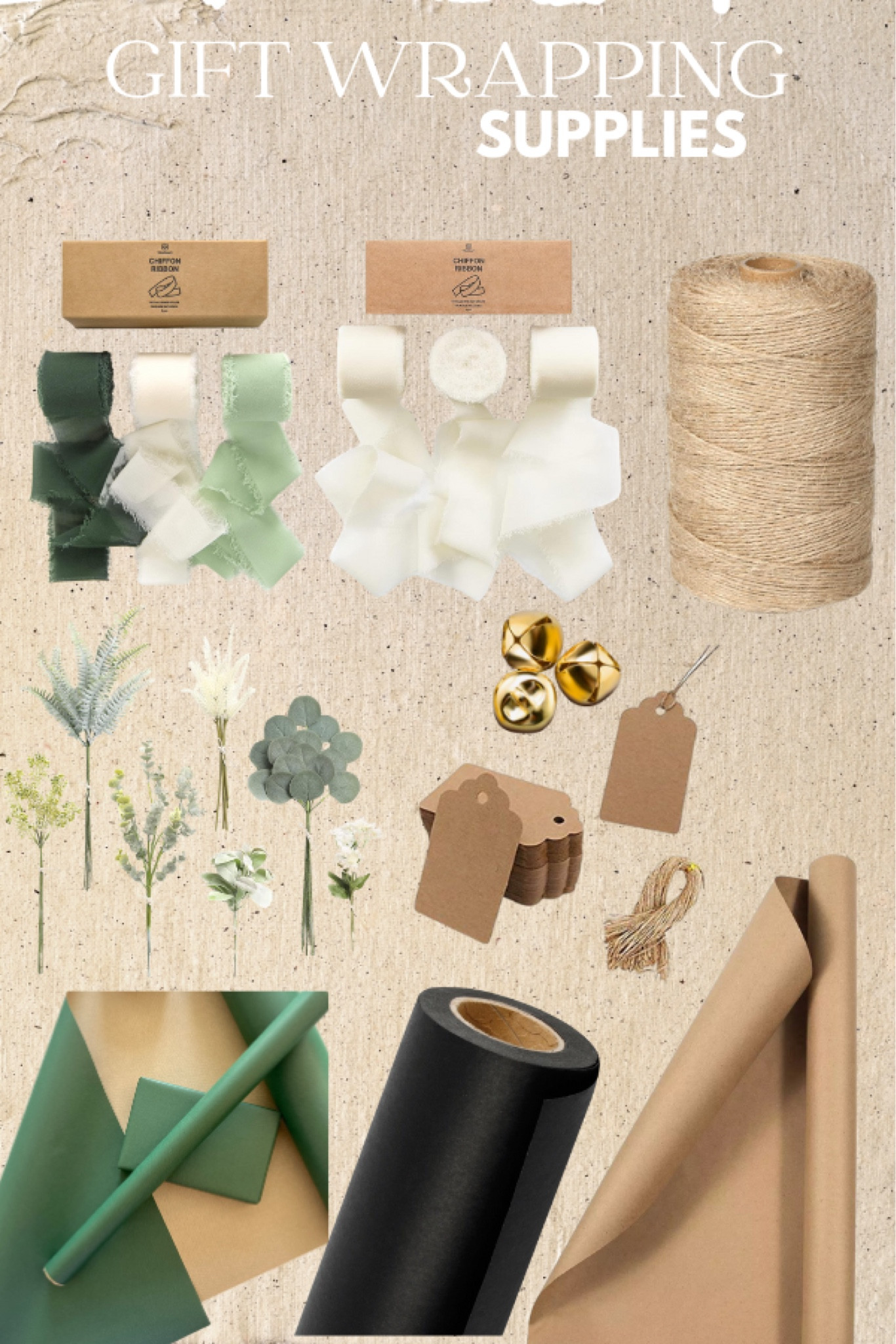 Gift wrapping supplies! 

Neutral colors wrapping supplies, gift wrapping supplies, gift wrapping ideas, festive wrap, holiday packaging, Xmas gift tag 

#LTKSeasonal #LTKHoliday #LTKhome