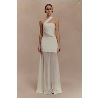 Vashti Cut Out Mesh Maxi Dress - Ivory I MESHKI I Size L | MESHKI US