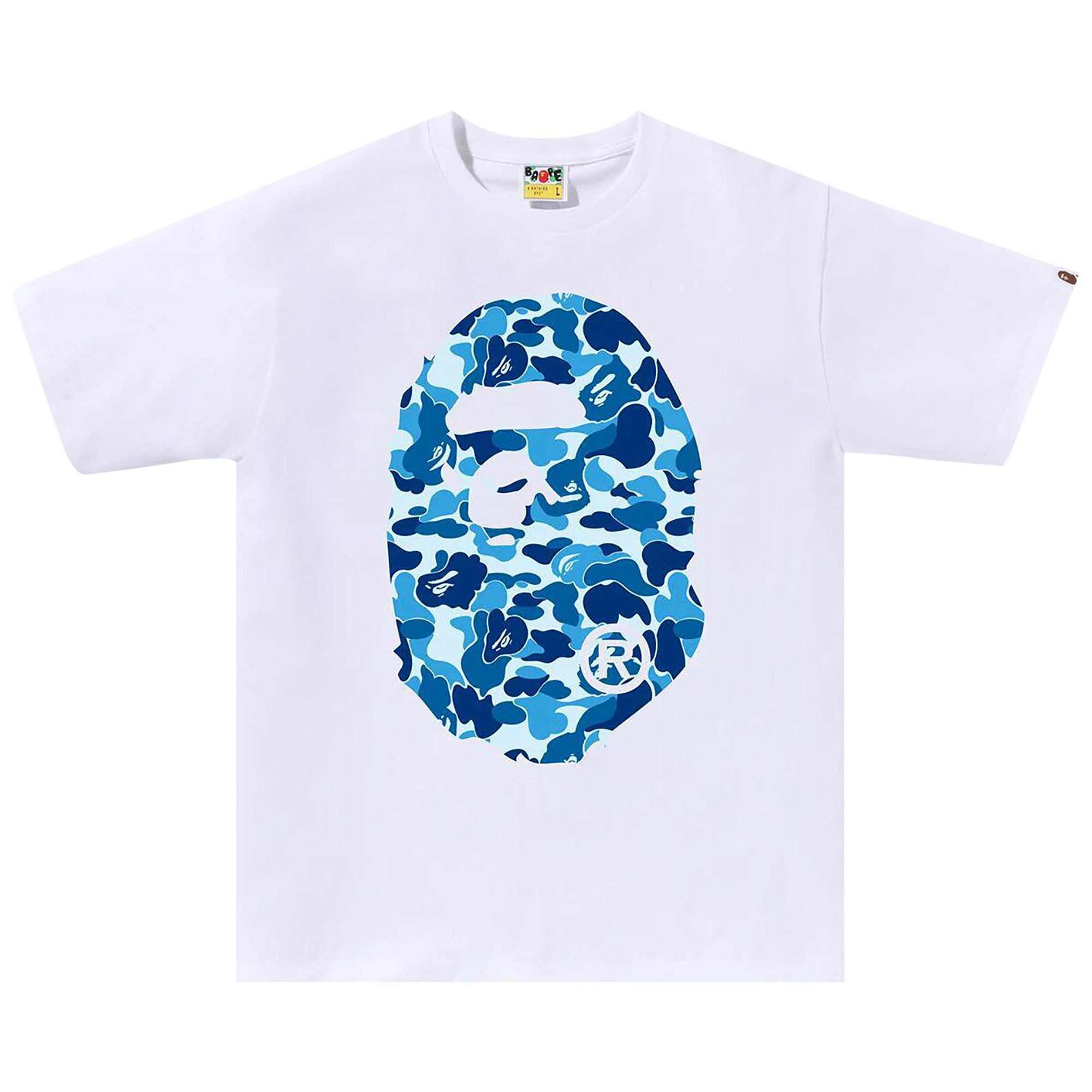 BAPE ABC Camo Big Ape Head Tee 'White/Blue' | GOAT