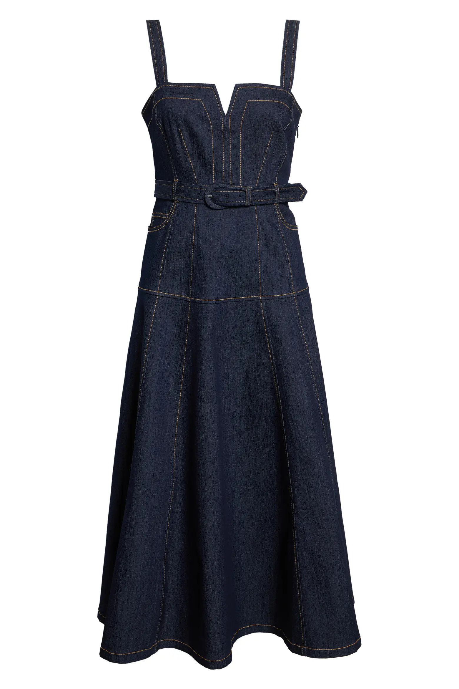 Tina Belted Stretch Denim Midi Sundress (Women) | Nordstrom | Nordstrom