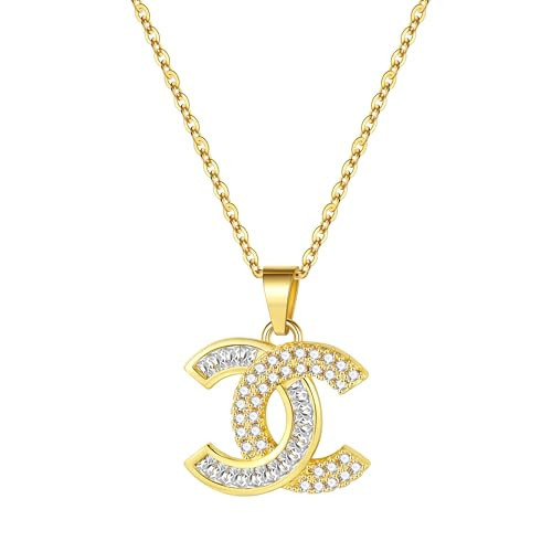 SLYSZMC Alphabet Letter Necklace, CZ 18K Gold Plated Pendant Necklace for Women, Dainty Adjustable Chain Jewelry Gift- | Amazon (US)