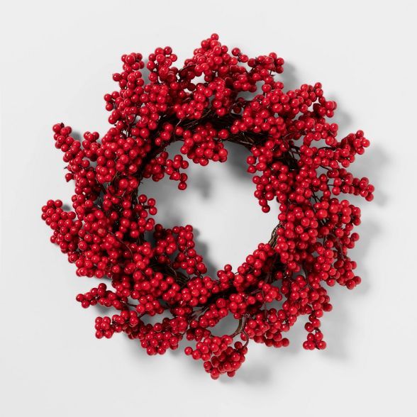 14" Artificial Berry Wreath Red - Threshold™ | Target