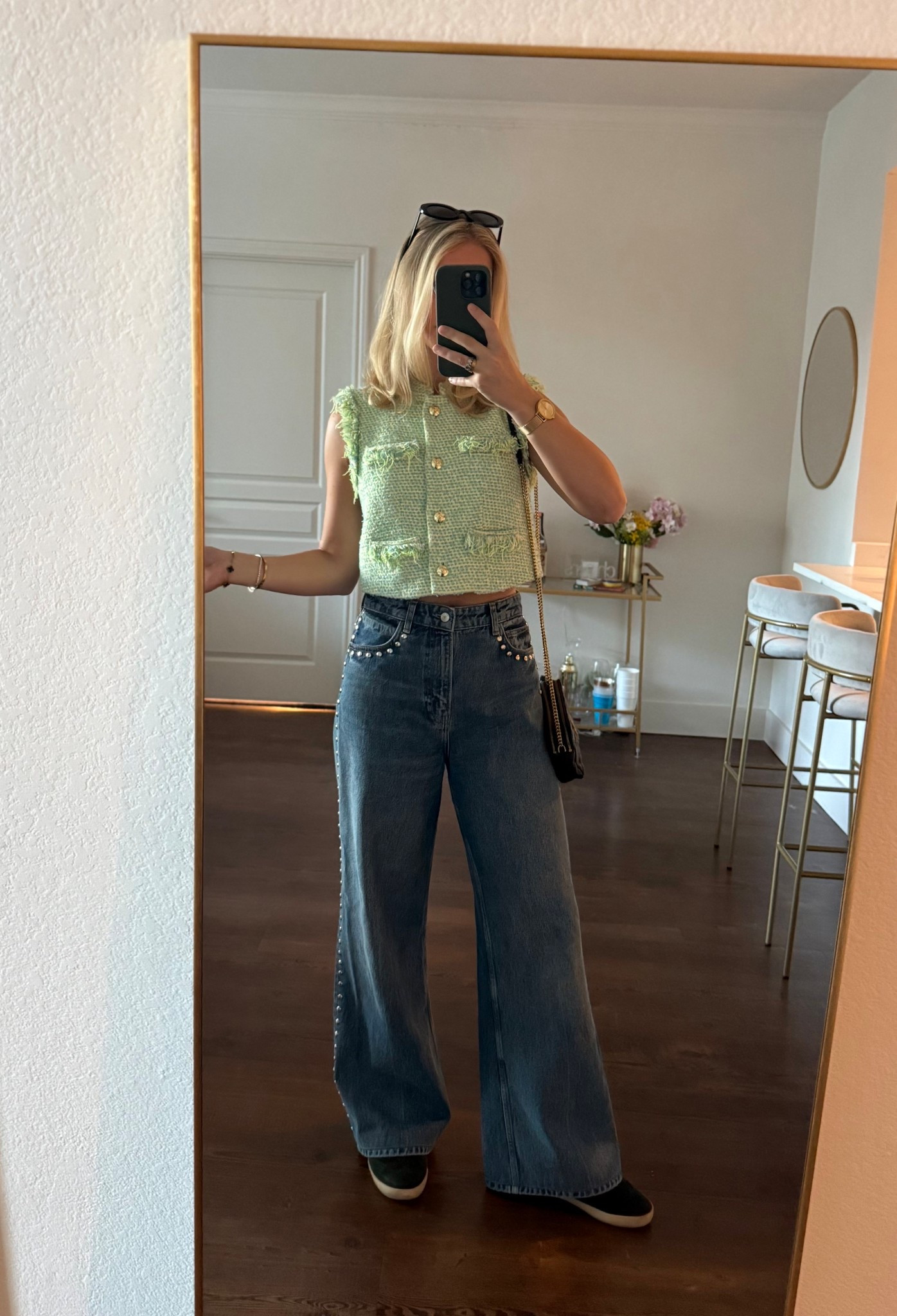 Lunch Look!

Reformation jeans
Reformation denim
Studded Jean fun jeans
Fun pants
Embellished jeans
High waisted jeans
Wide leg jeans
Ysl bag
Lunch outfit
Spring outfit
Spring style
Summer outfit
Summer style
Sunglasses
Preppy outfit
Preppy style
Girls day
Weekend outfit
Dinner outfit
Drinks outfit
Girls night outfit
Fun outfit
Ysl purse
Black bag
Black purse
Saint Laurent bag
Saint Laurent purse
Derek Lam 10 Crosby Lola Tweed Sleeveless Jacket
Derek Lam 10 Crosby
Rent the runway
Tweed top
Green top
Green shirt
Vest
Fun top
Cool top
Statement top
Statement outfit
St pattys day
St Patrick’s day
Saint Patrick’s day outfit
Colorful top

#LTKootd
