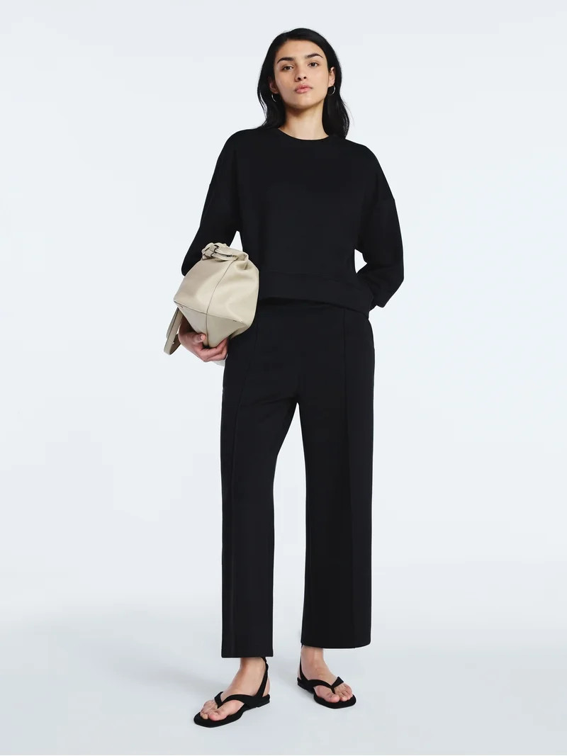 Scoop Women's and Women's Plus New Scubaknit Cropped Sweatshirt with Drop Sleeves, Sizes XS-4X | Walmart (US)