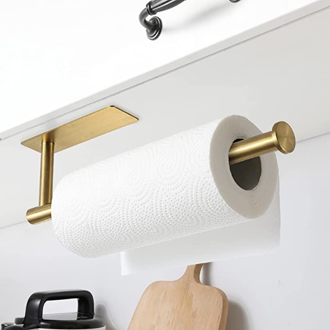 Amazon.com - theaoo Gold Paper Towel Holder - Under Cabinet Paper Towel Holder for Kitchen, Adhes... | Amazon (US)