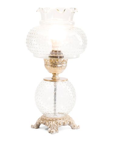 17in Glass Silver Leaf Metal Table Lamp | TJ Maxx