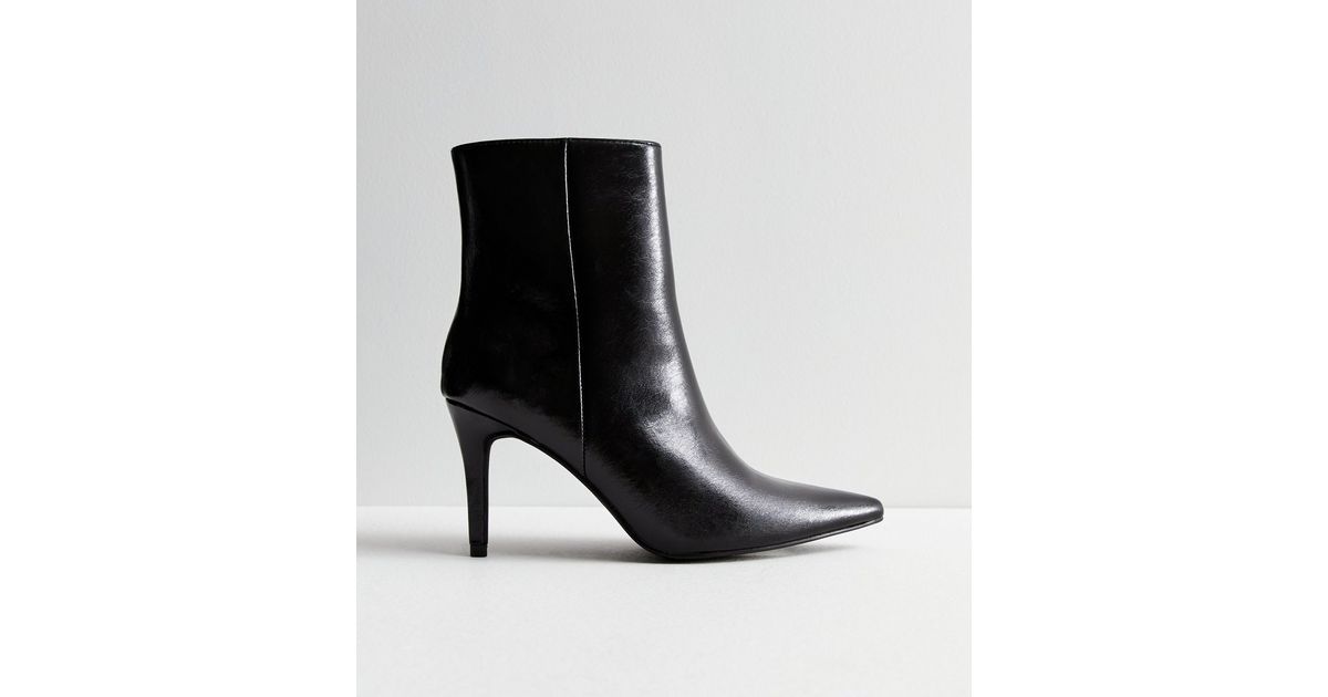 Black Leather-Look Stiletto Heel Ankle Boots
						
						Add to Saved Items
						Remove from Sa... | New Look (UK)