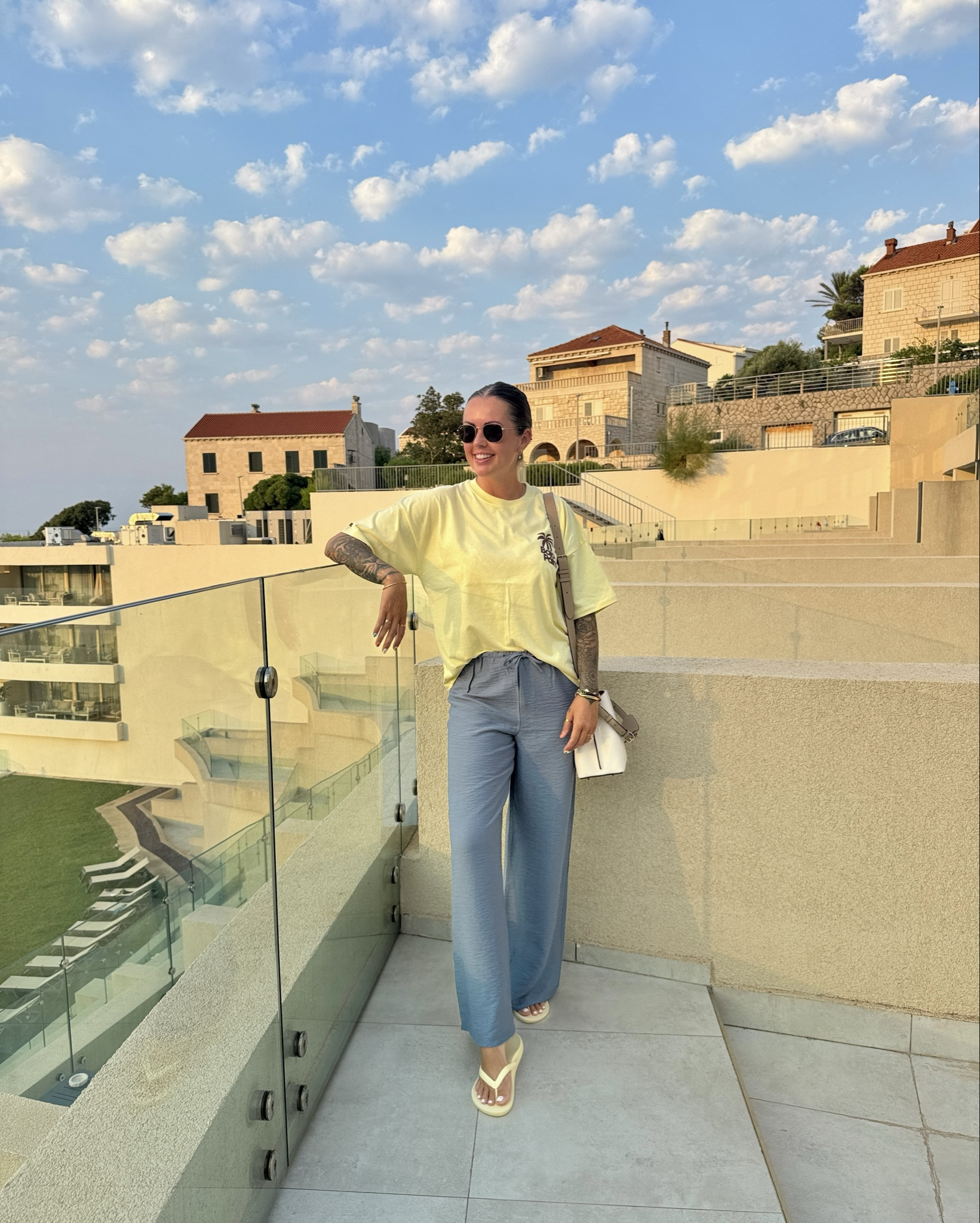 The COMFIEST bloat friendly airport outfit, girls you NEED these trousers the stretch is next level and they are so flattering! 

Go true to size on everything, the top is oversized so size down if you like a tighter fit 🩵💛

#LTKsummer #LTKstyletip #LTKuk