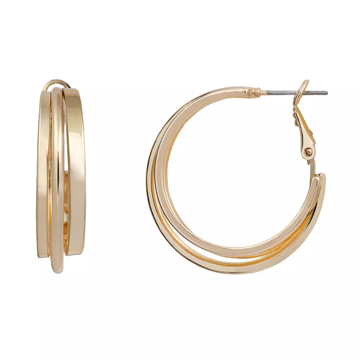 LC Lauren Conrad Gold Tone Layered Hoop Earrings | Kohl's