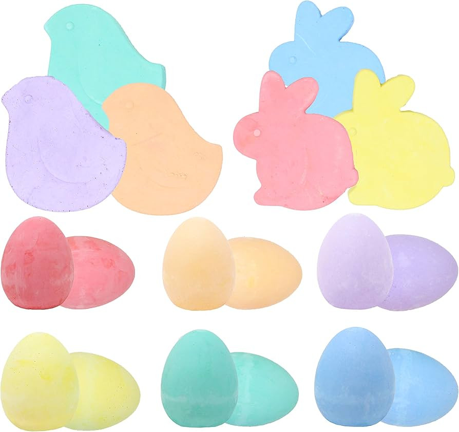 JOYIN 18 Pack Easter Sidewalk Chalk Set, Colorful Easter Eggs Bunny Chicken Chalks, Easter Crafts... | Amazon (US)