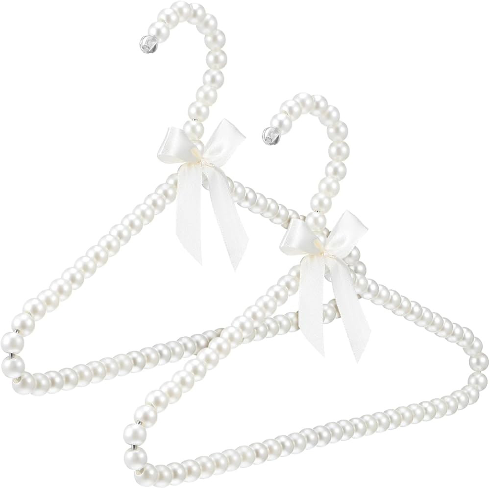 DECHOUS Pearl Beaded Clothes Hanger: 2Pcs Baby Girls Small White Pearl Beaded Clothes Hangers wit... | Amazon (US)