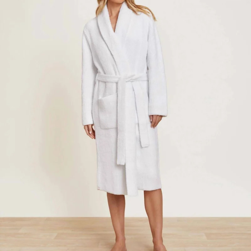 BAREFOOT DREAMS Cozychic Barbie Adult Robe In Sea Salt/Dusty Rose - White | Verishop