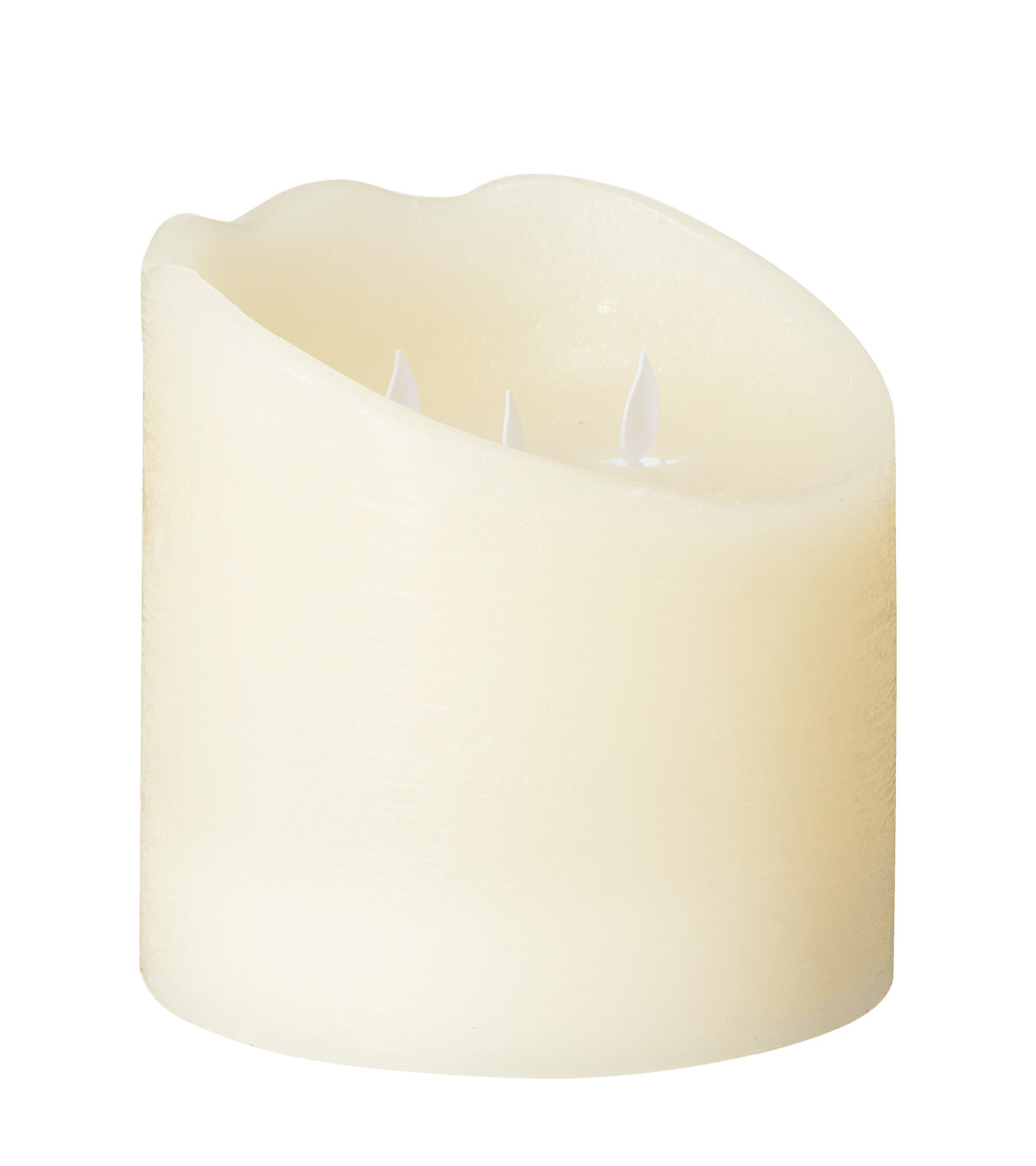 Medium Wide Natural Glow Pillar LED Candle - Ivory | OKA US