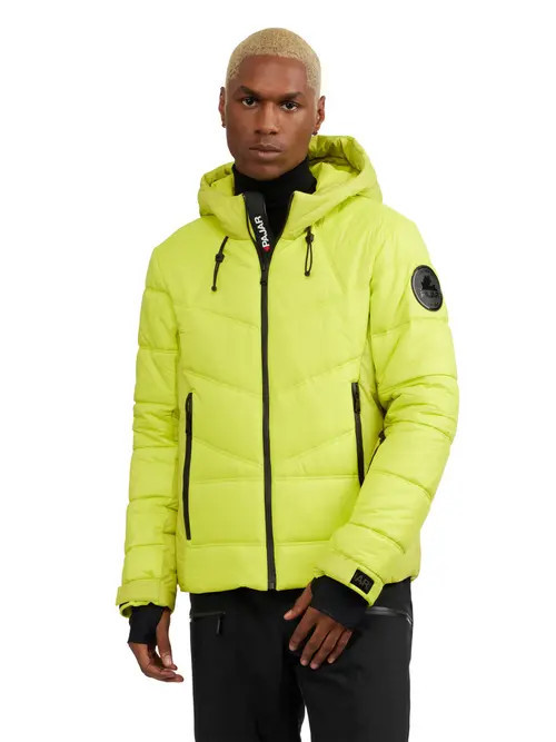 Pajar Thebe Mixed Media Ski Jacket with Fixed Hood in Neo Green at Nordstrom, Size Small | Nordstrom