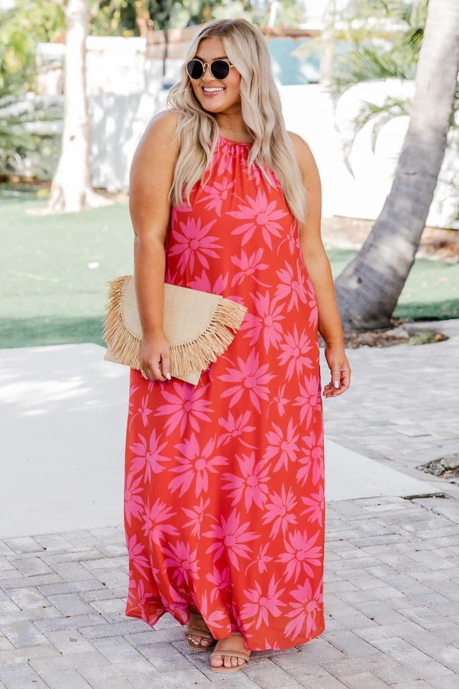 Ready To Run Red Halter Floral Maxi FINAL SALE | Pink Lily
