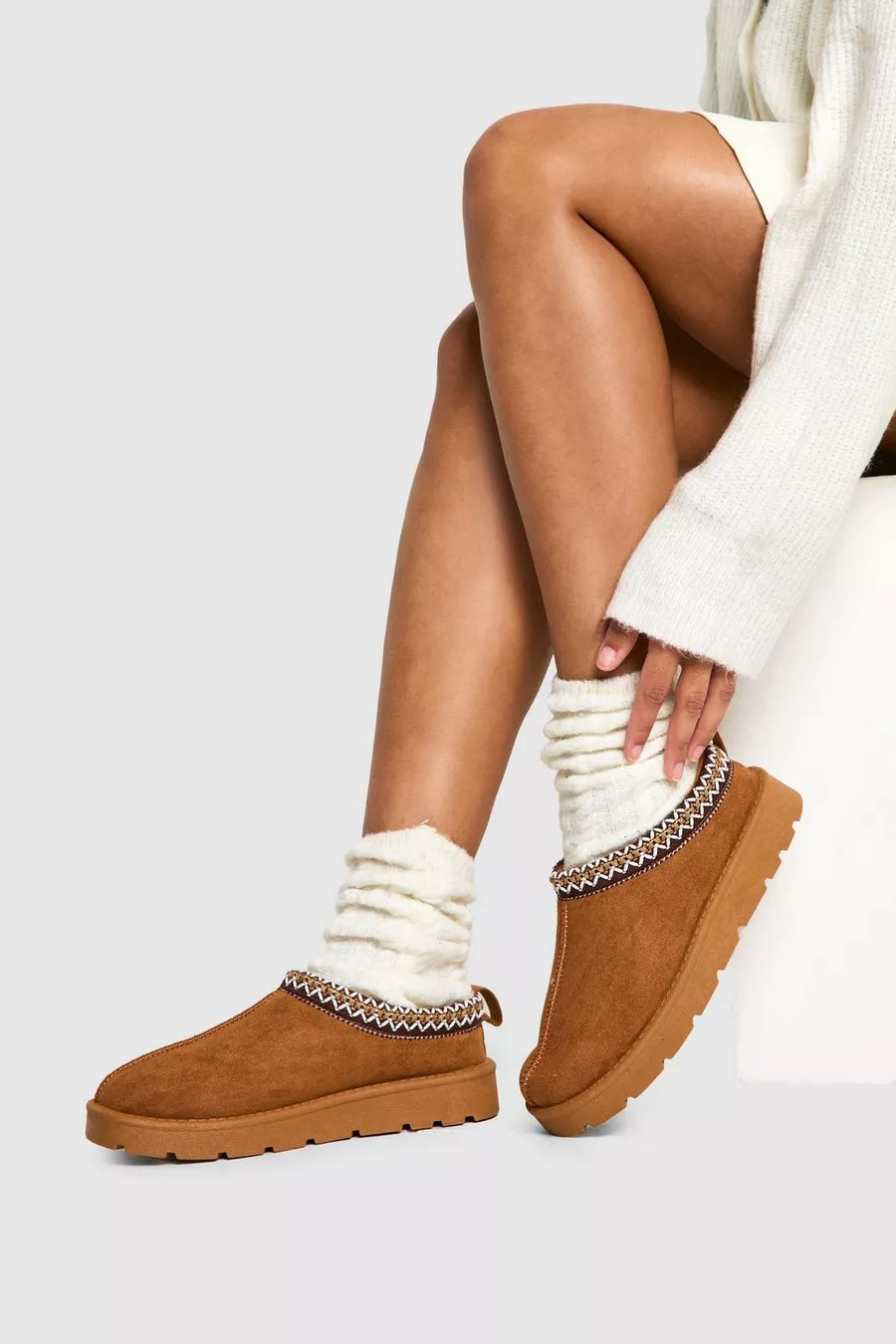 Embroidered Cosy Mules | Boohoo.com (UK & IE)