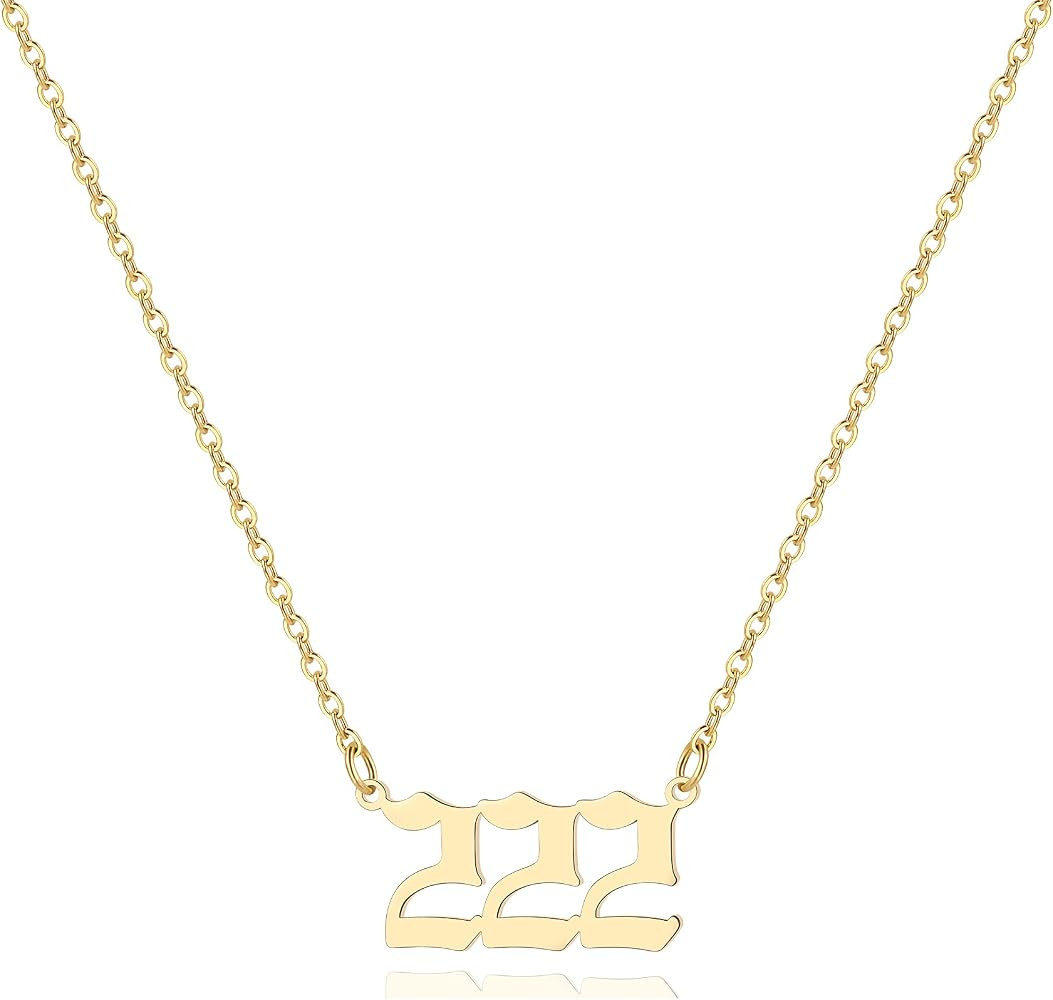 Tavuala Angel Number Necklace For Women, 18K Gold Plated 000 111 222 333 444 555 666 777 888 999 ... | Amazon (US)