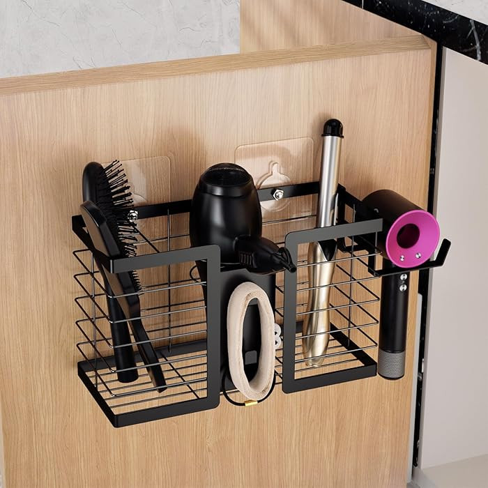 FUNKYLEE Hair Tool Organizer - Hair Dryer Holder, 3 in 1 Metal Bathroom Organizer Wall Mount for ... | Amazon (US)