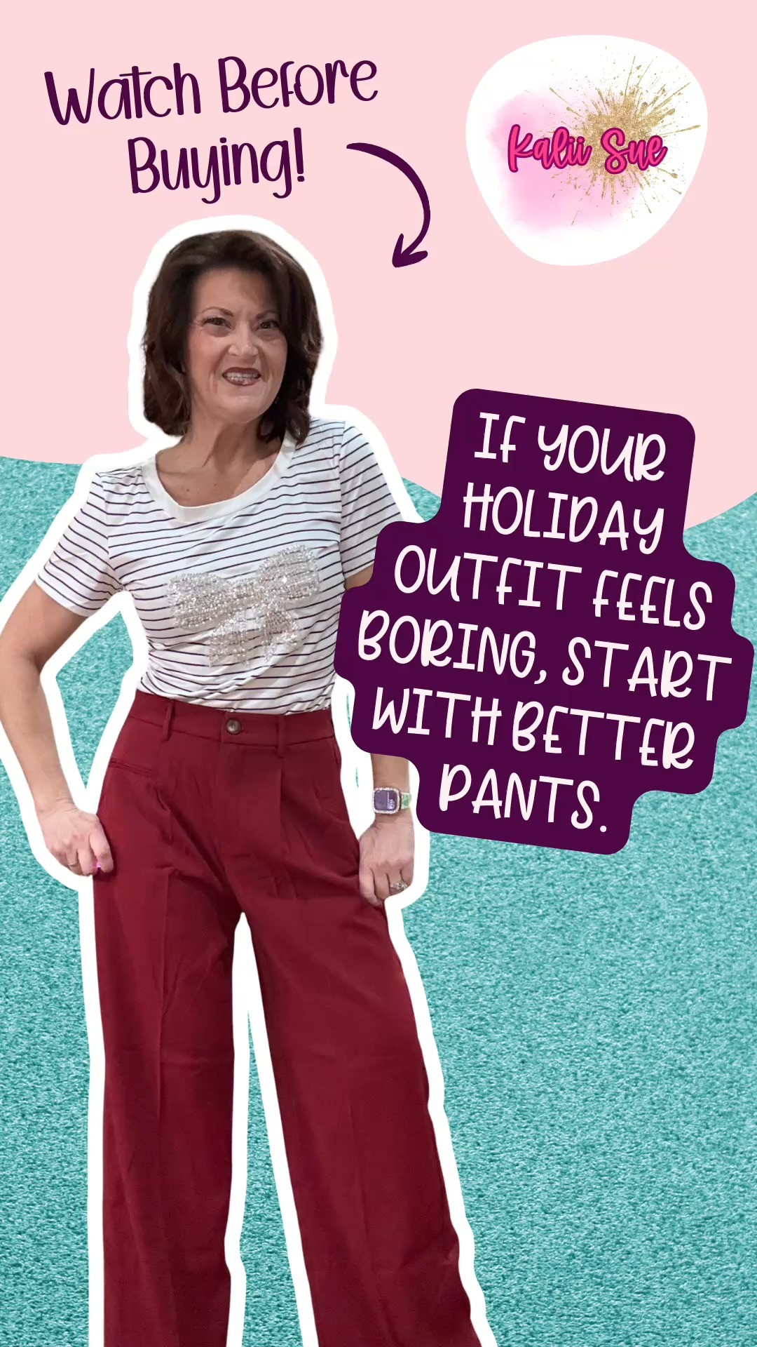 These PRETTYGARDEN wide leg dress pants are exactly how I want to do holiday outfits — polished, dramatic, and still comfortable enough to actually enjoy the night. The rich color feels festive without screaming “holiday costume,” and the high-waisted, wide leg silhouette instantly makes the outfit feel elevated and intentional.

They’re lightweight, flowy, and easy to wear thanks to the elastic back waistband, but they still look structured and put together. I love that I can pair them with a fitted top or blouse and instantly have a holiday-ready outfit that works for family gatherings, dinner parties, or even dressed-up work events. No sequins required.

These are the kind of pants that carry the outfit for you — flattering, comfortable, and versatile enough to wear again long after the holidays are over. Which is exactly how I like my closet staples.

#WideLegPants #HolidayOutfitIdeas #DressyCasualStyle #BusinessCasualOutfits
#HighWaistedPants #PalazzoPants #HolidayStyle #WinterOutfits
#AmazonFashionFinds #MillennialStyle #ChicNotCheesy #EffortlessStyle
#LTKStyle #WorkToHoliday #ClosetStaples 

 