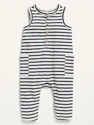 Unisex Striped Sleeveless Henley One-Piece for Baby+ | Old Navy (US)