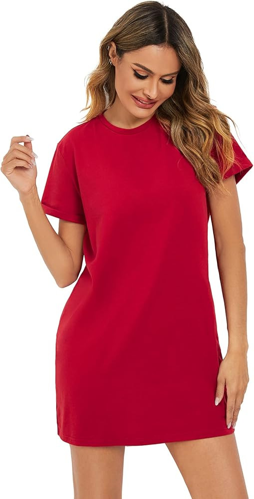 Milumia Women Casual Short T Shirt Dress Short Sleeve Straight Mini Tee Shirt Dress | Amazon (US)