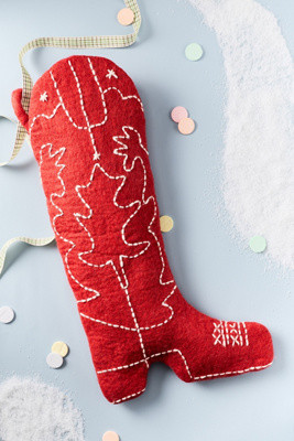 Felt Cowboy Boot Stocking | Anthropologie (US)