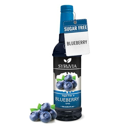 Syruvia Sugar-Free Blueberry Syrup - 25.4 fl oz Premium Coffee Flavoring Syrup. 0 Calories, Kosher, and Gluten-Free. Perfect for Drinks, Sodas, Shakes, Desserts, and More. | Amazon (US)