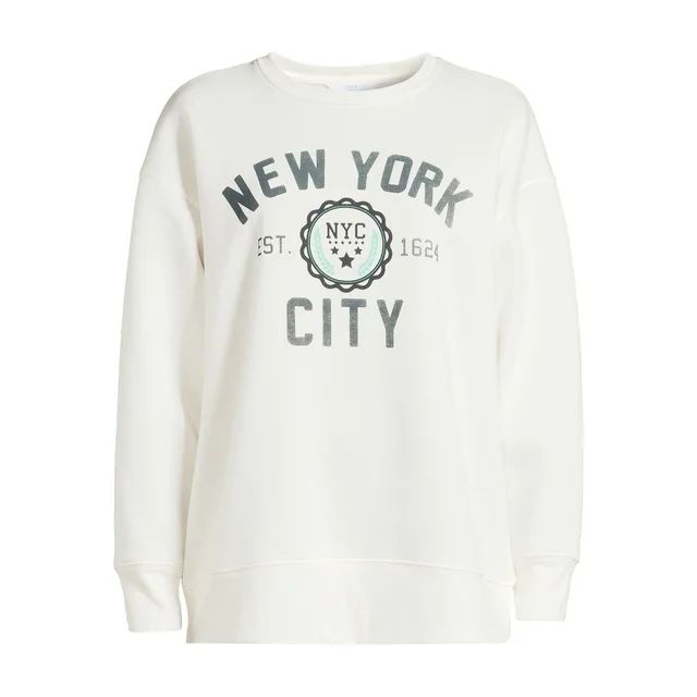 Time and Tru Women's New York City Graphic Sweatshirt with Long Sleeves - Walmart.com | Walmart (US)