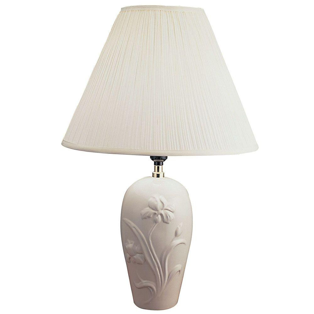 ORE International 26 in. Ivory Ceramic Table Lamp | The Home Depot
