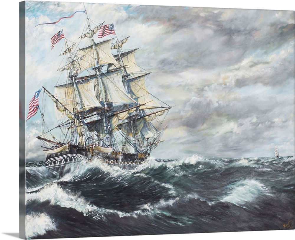 USS Constitution heads for HM Frigate Guerriere, 19/08/1812, 2003 Wall Art | Great Big Canvas - Dynamic