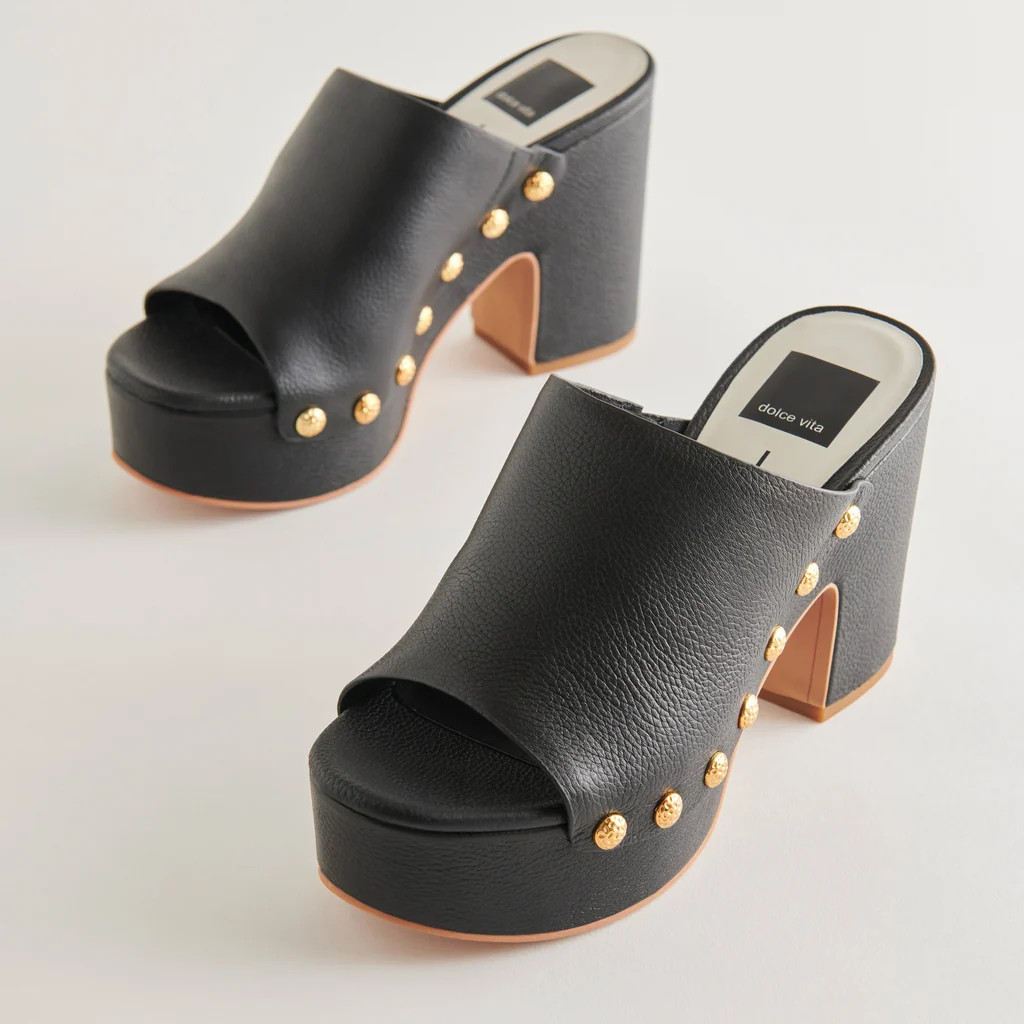 EMOL HEELS BLACK LEATHER | DolceVita.com