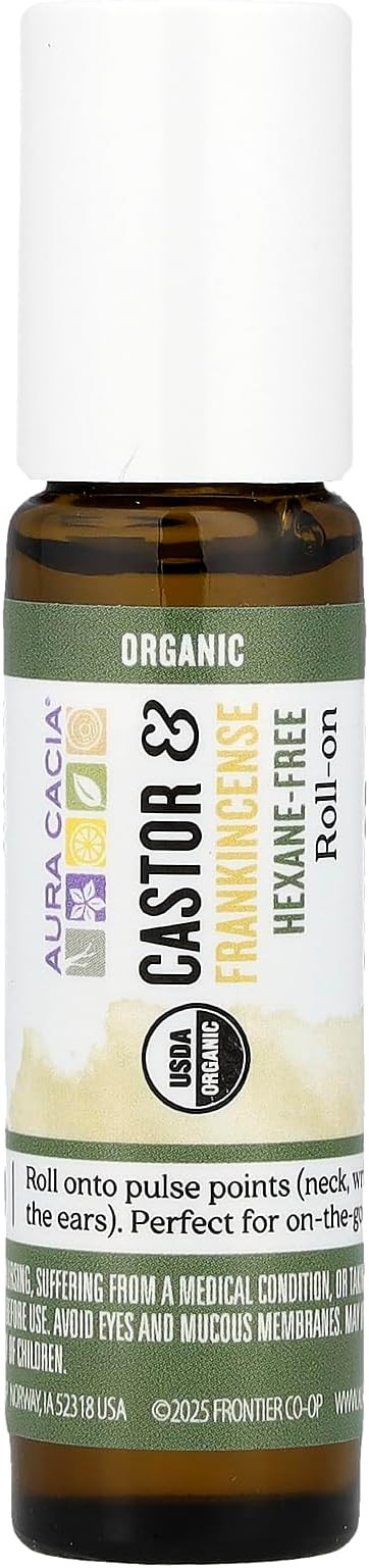 Aura Cacia Roll-On, Castor & Frankincense, 0.31 fl oz (9.2 ml) | Amazon (US)