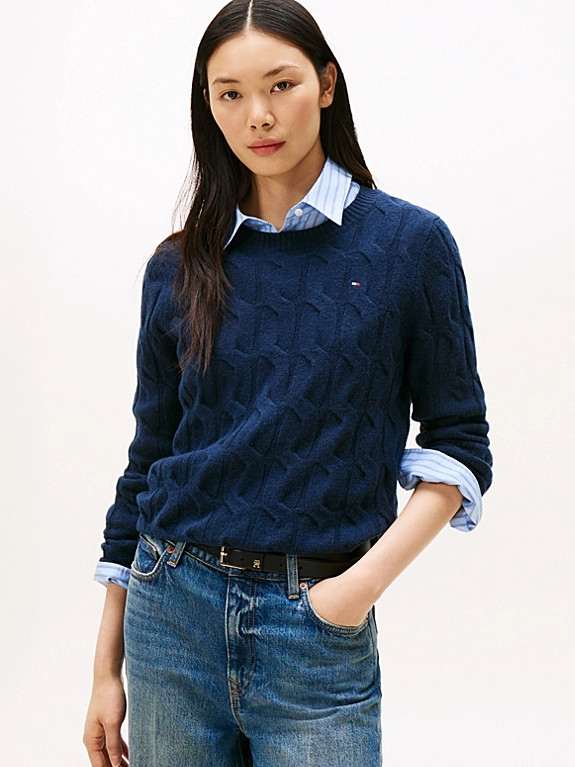 Cable Knit Soft Wool Jumper | Tommy Hilfiger UK