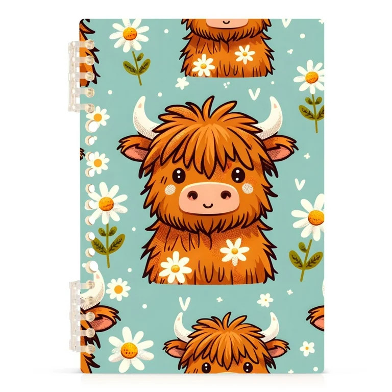 Cute Cow with Daisy Spiral Journal Notebook College Ruled Notebook 8.3" x 5.7" A5 Lined Thick Pap... | Walmart (US)