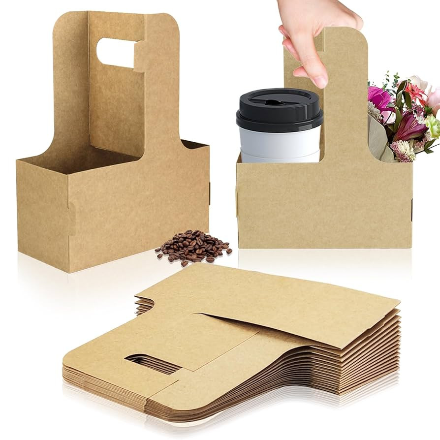 Thickened 2 Cup Disposable Drink Carrier for Delivery with Handle,15 Count Kraft Paperboard Cup H... | Amazon (US)